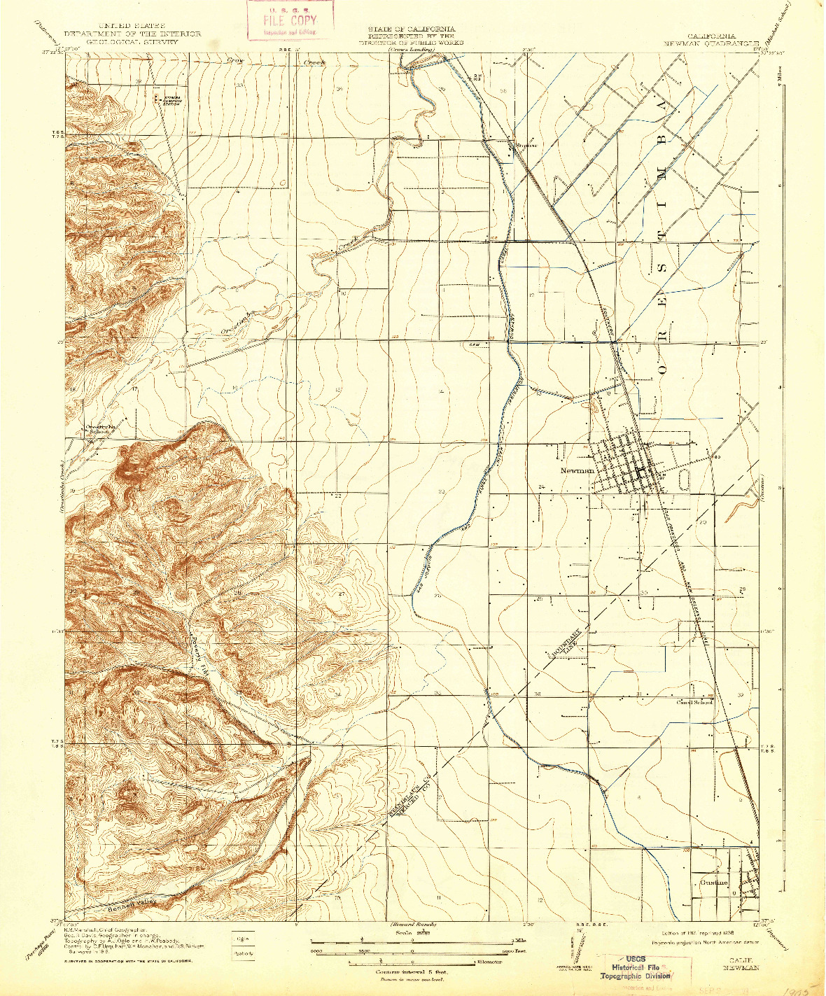 USGS 1:31680-SCALE QUADRANGLE FOR NEWMAN, CA 1917