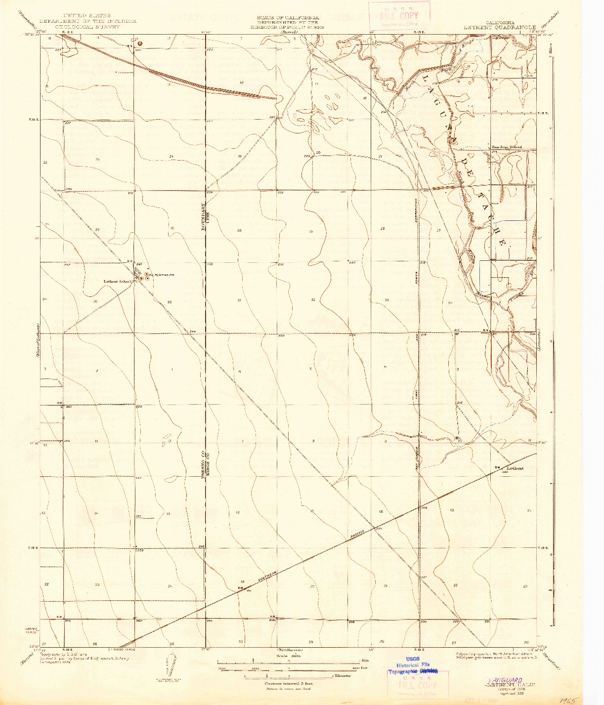 USGS 1:31680-SCALE QUADRANGLE FOR VANGUARD, CA 1926