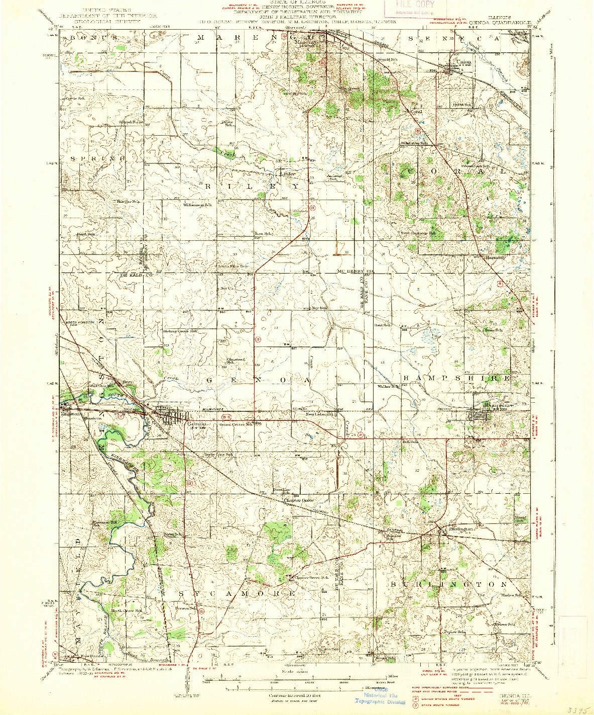USGS 1:62500-SCALE QUADRANGLE FOR GENOA, IL 1938