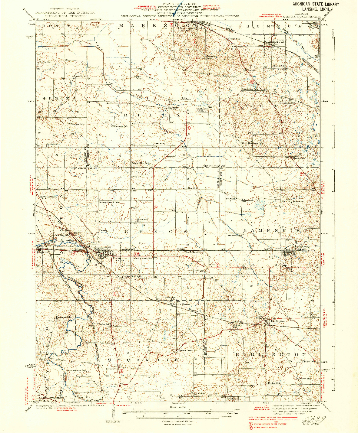 USGS 1:62500-SCALE QUADRANGLE FOR GENOA, IL 1938