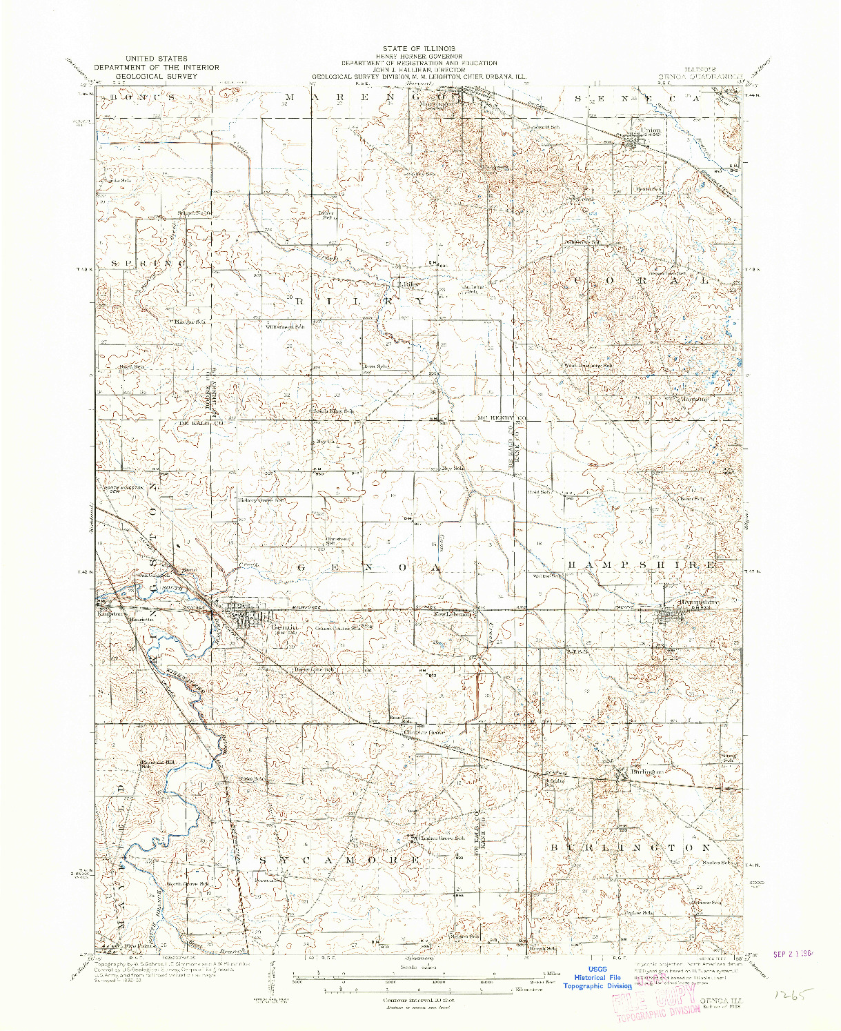 USGS 1:62500-SCALE QUADRANGLE FOR GENOA, IL 1938