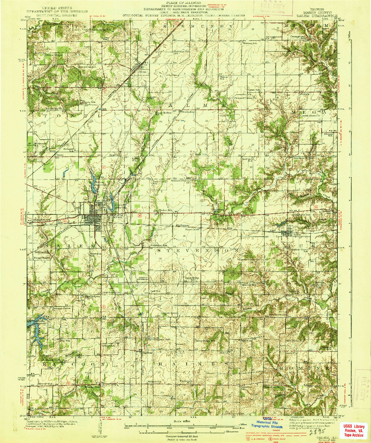 USGS 1:62500-SCALE QUADRANGLE FOR SALEM, IL 1938