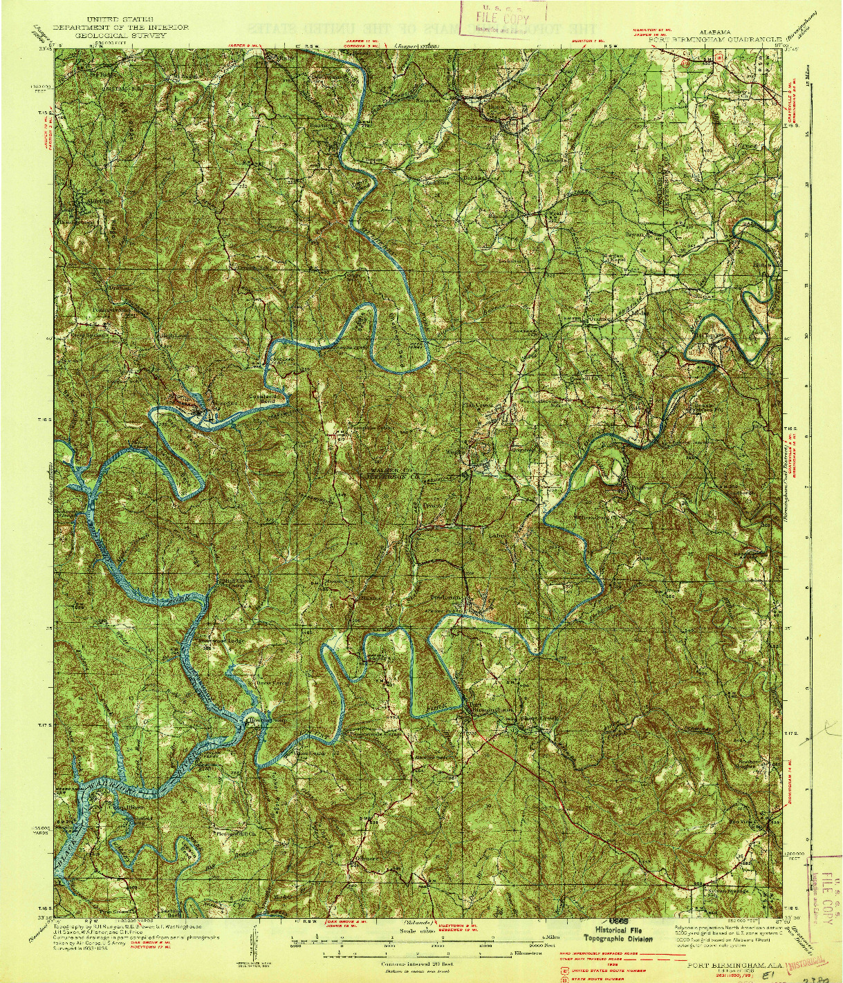 USGS 1:62500-SCALE QUADRANGLE FOR PORT BIRMINGHAM, AL 1938