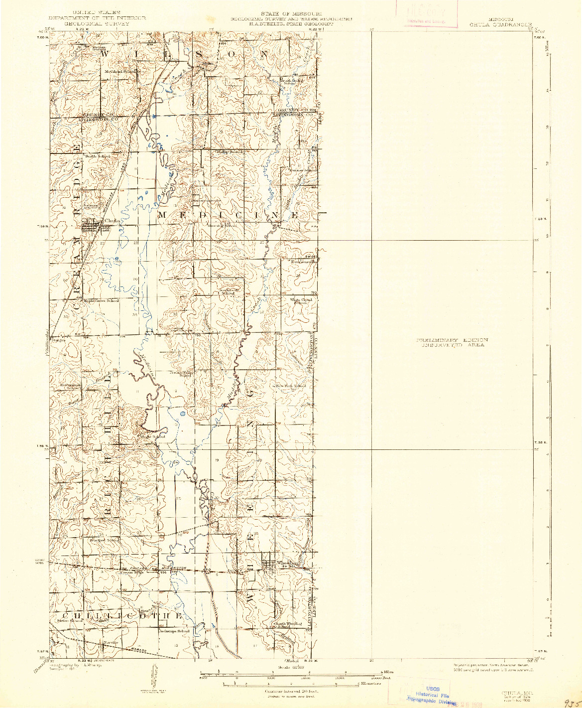 USGS 1:62500-SCALE QUADRANGLE FOR CHULA, MO 1924