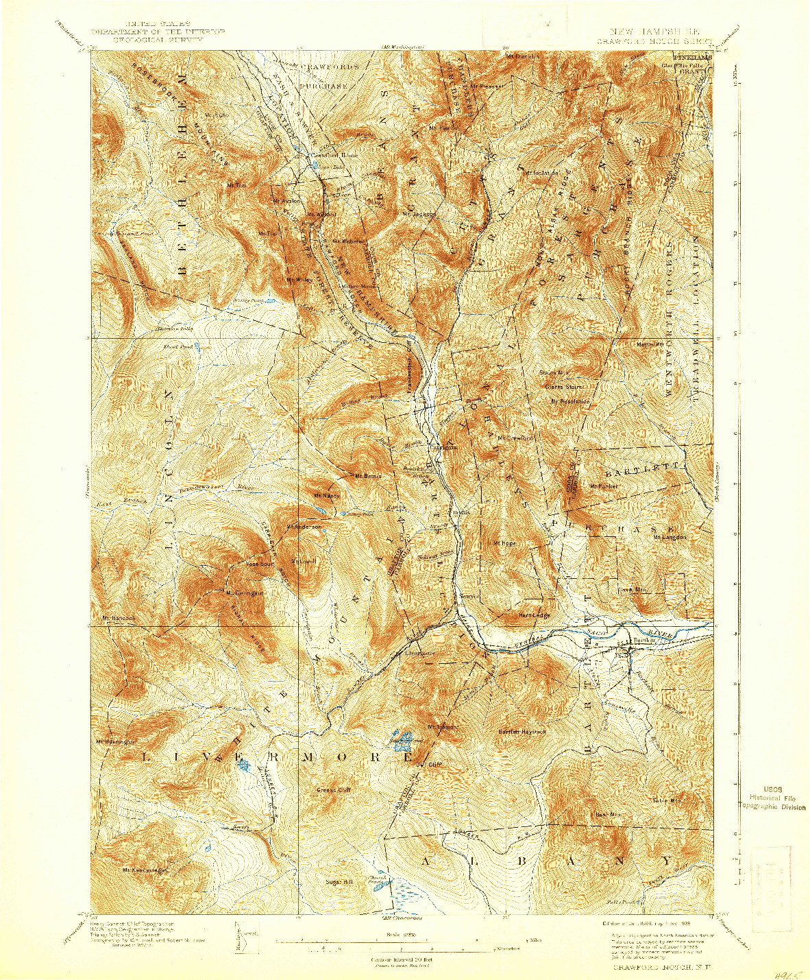 USGS 1:62500-SCALE QUADRANGLE FOR CRAWFORD NOTCH, NH 1896