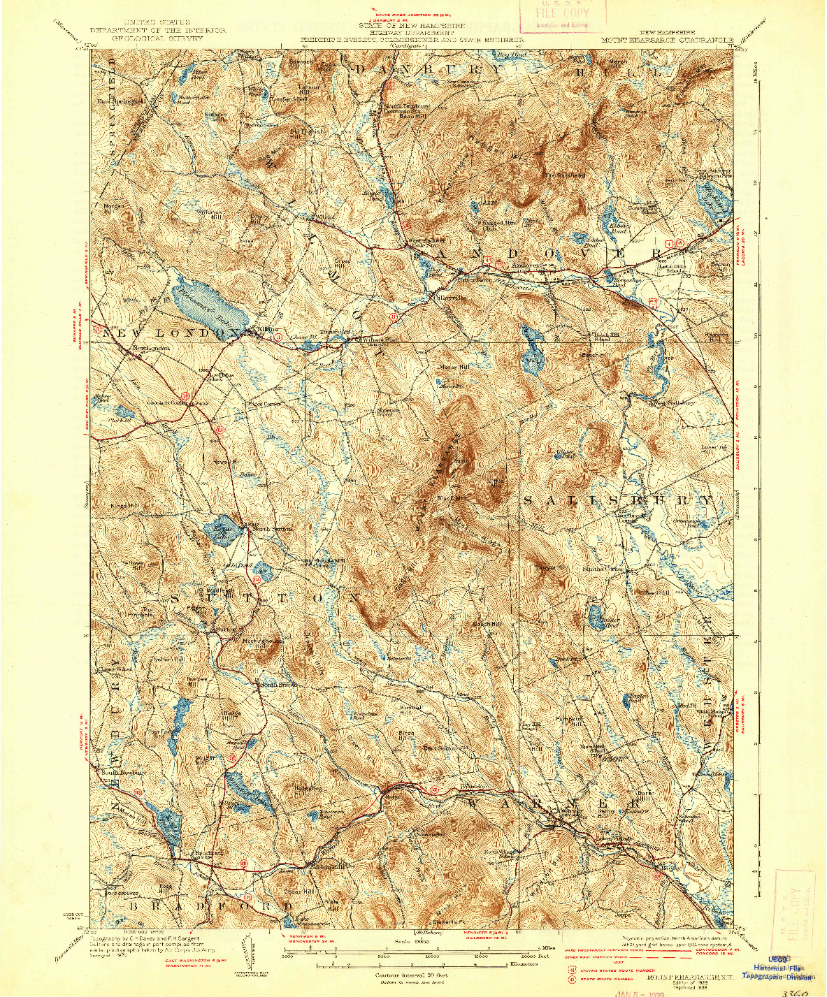 USGS 1:62500-SCALE QUADRANGLE FOR MOUNT KEARSARGE, NH 1928