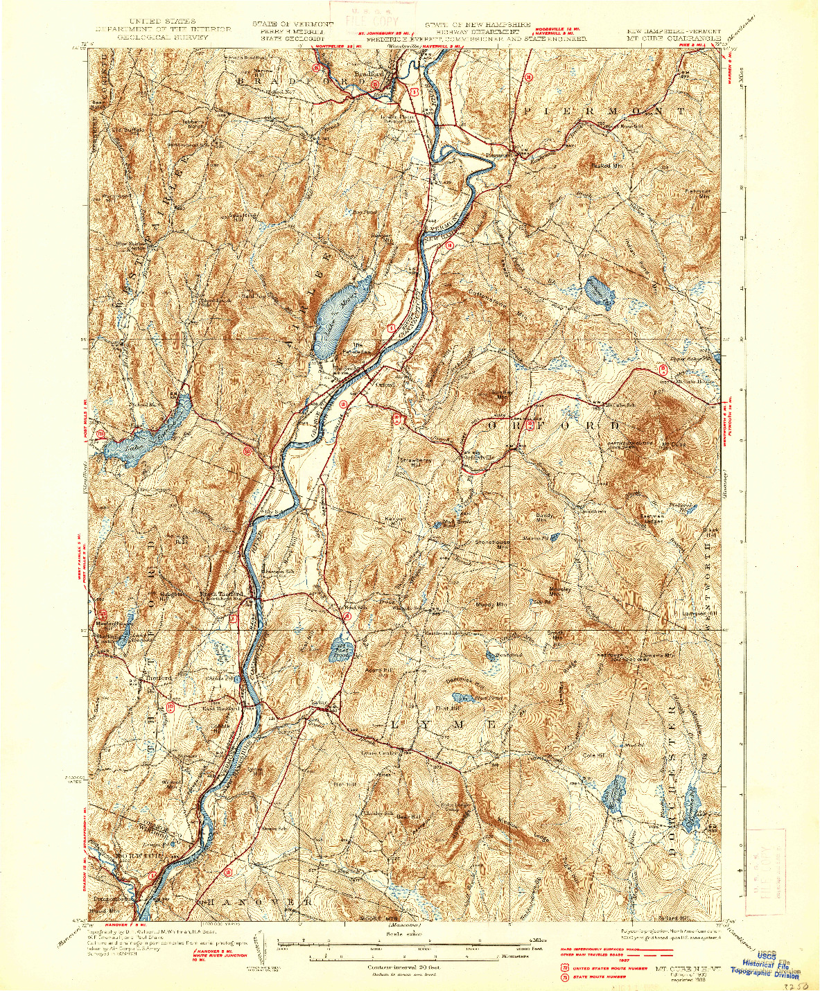 USGS 1:62500-SCALE QUADRANGLE FOR MT. CUBE, NH 1933