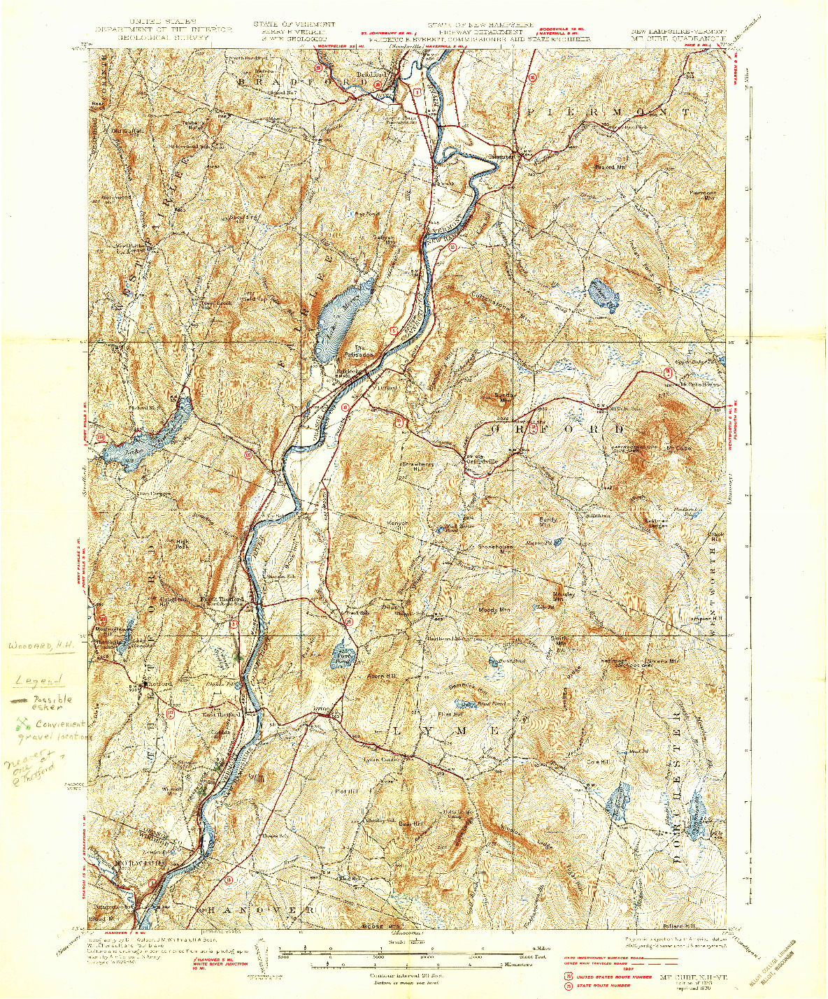 USGS 1:62500-SCALE QUADRANGLE FOR MT. CUBE, NH 1933