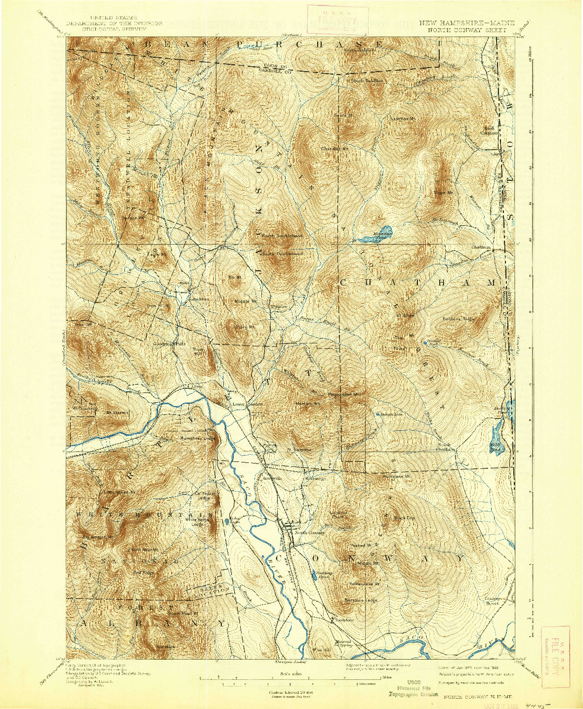 USGS 1:62500-SCALE QUADRANGLE FOR NORTH CONWAY, NH 1896