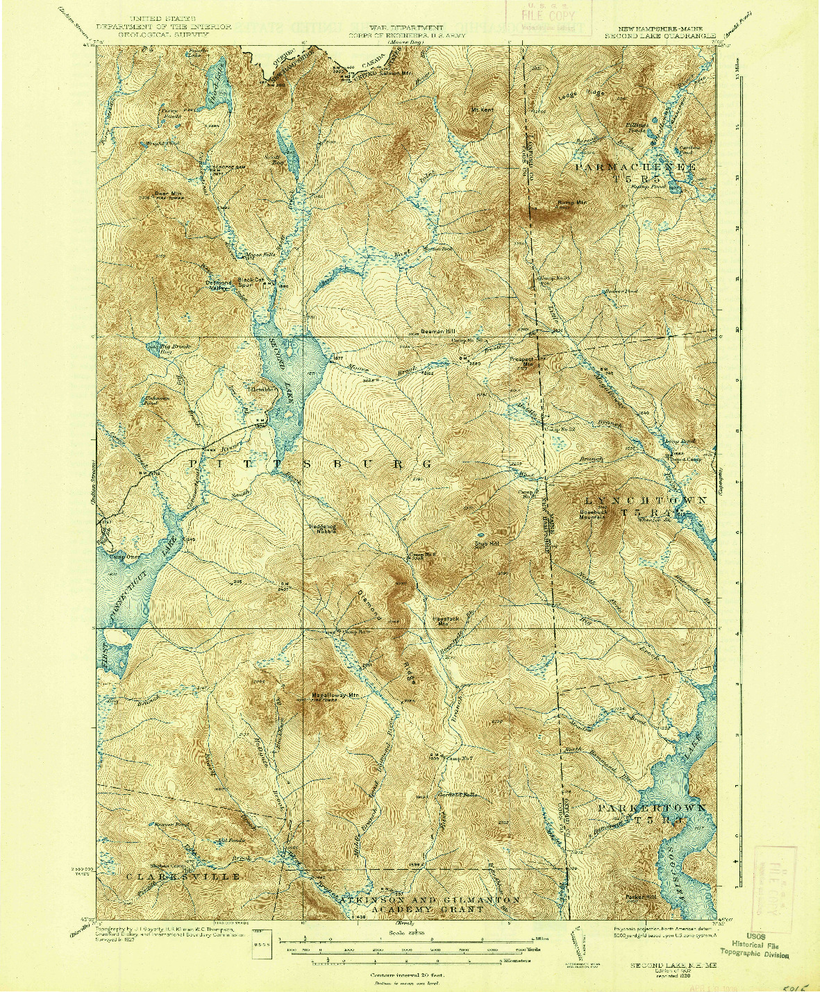 USGS 1:62500-SCALE QUADRANGLE FOR SECOND LAKE, NH 1932