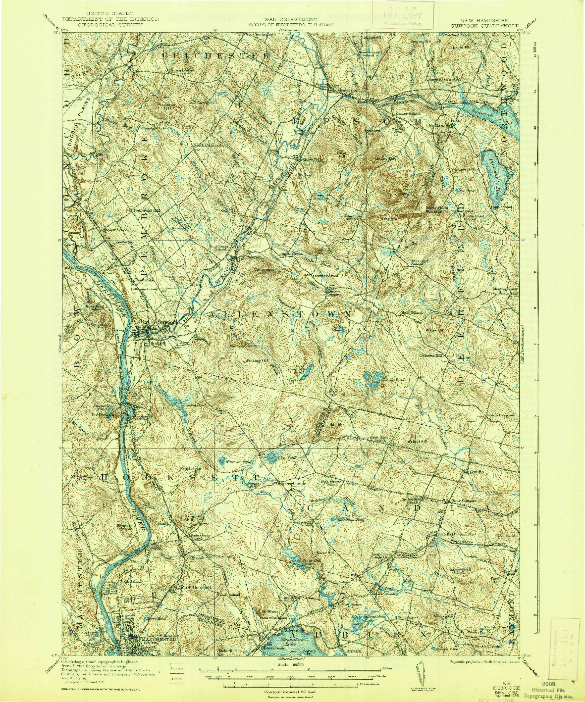 USGS 1:62500-SCALE QUADRANGLE FOR SUNCOOK, NH 1921