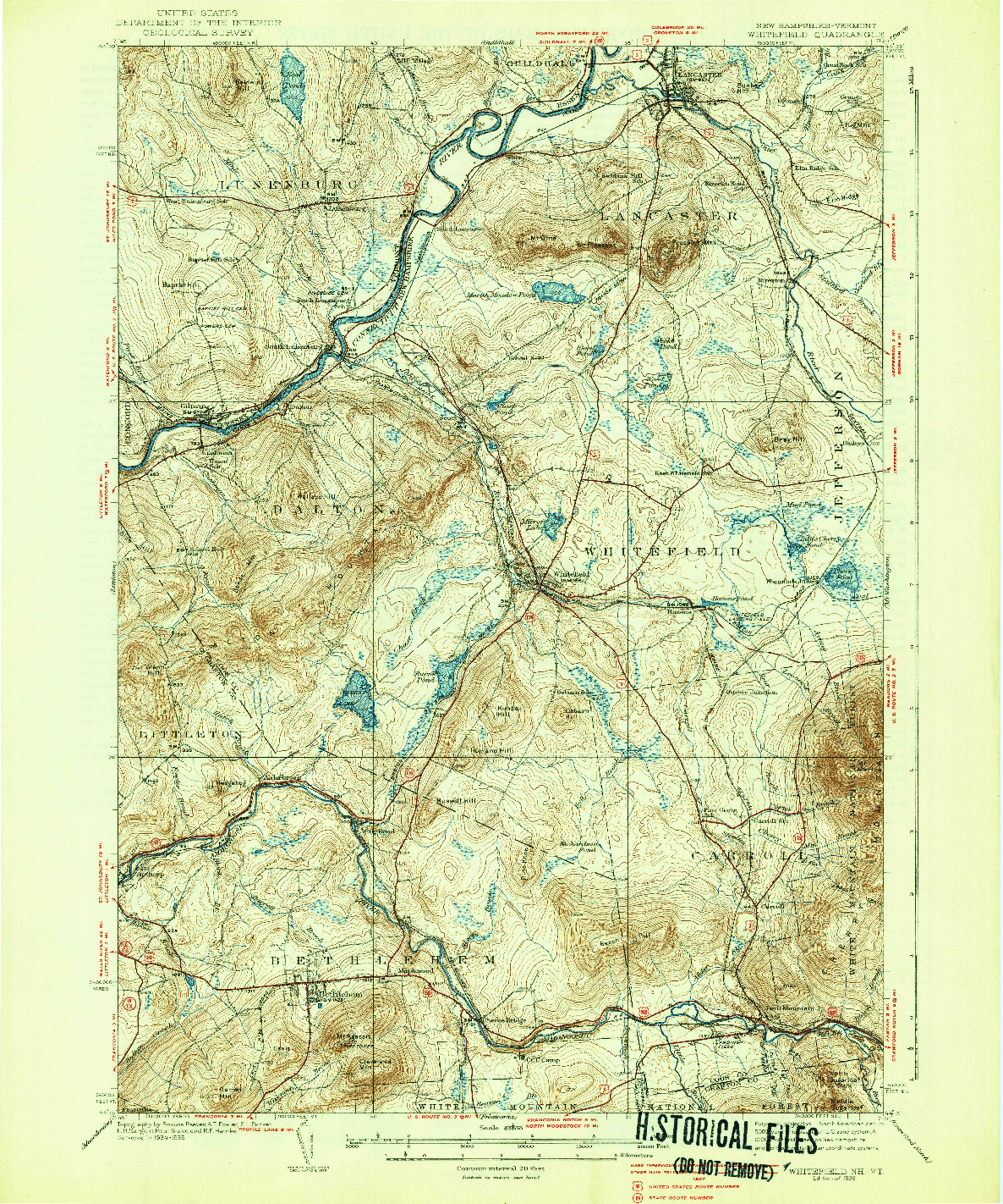 USGS 1:62500-SCALE QUADRANGLE FOR WHITEFIELD, NH 1938