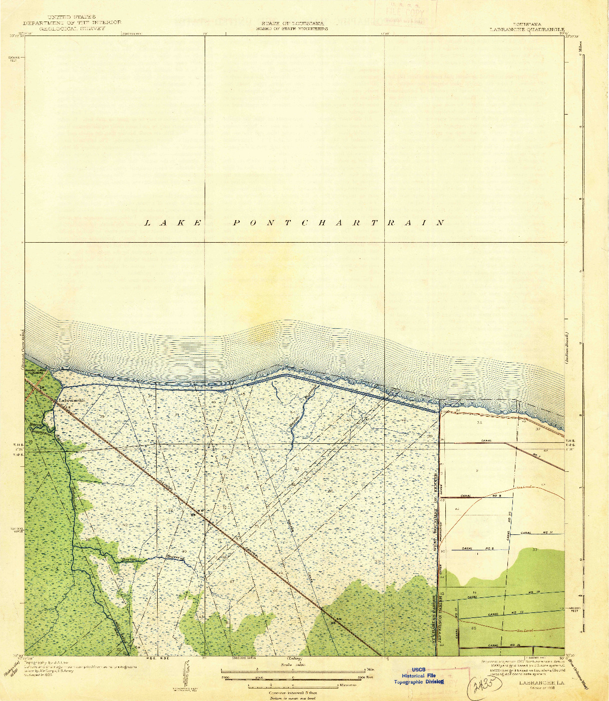 USGS 1:31680-SCALE QUADRANGLE FOR LA BRANCHE, LA 1938