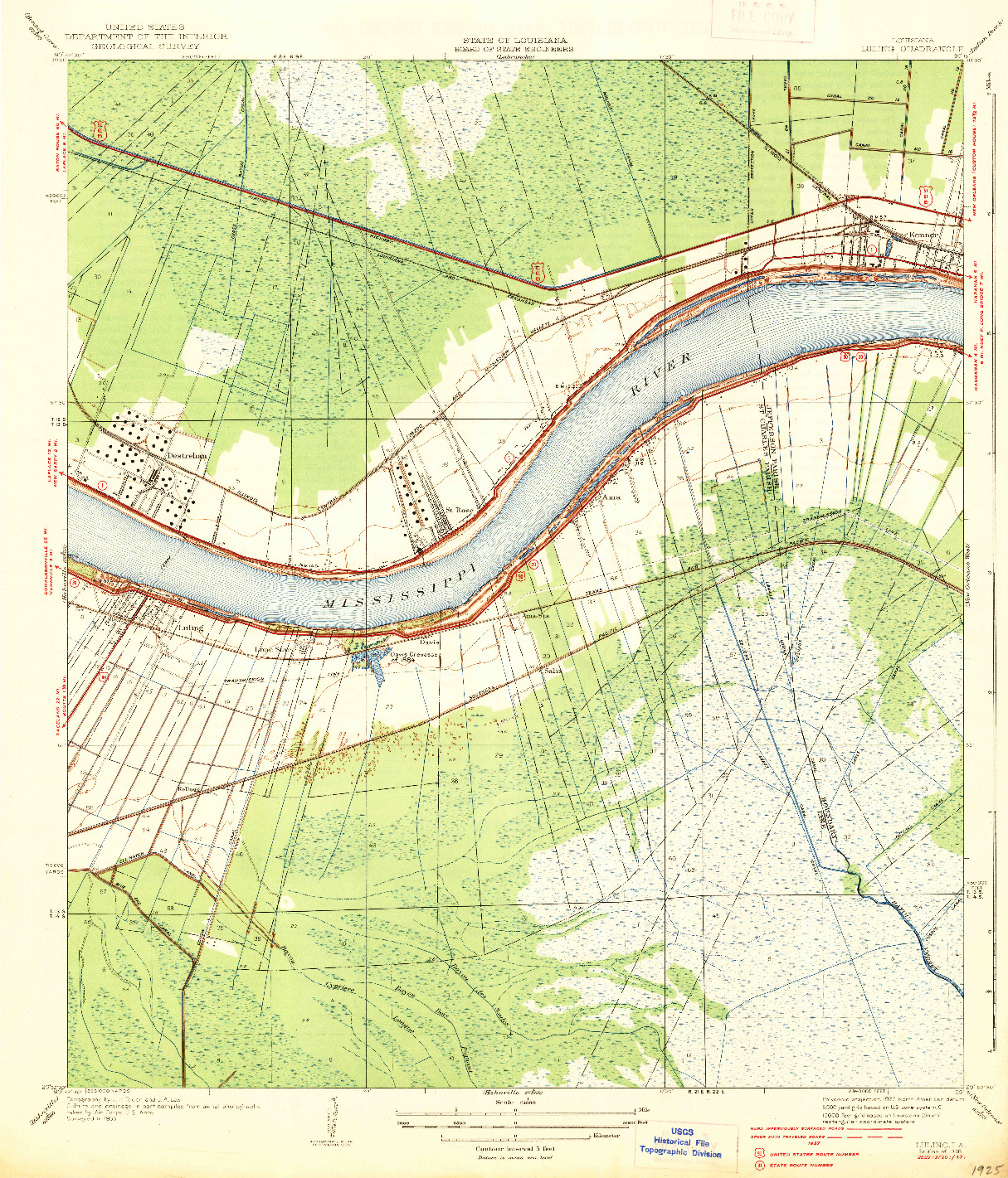 USGS 1:31680-SCALE QUADRANGLE FOR LULING, LA 1938