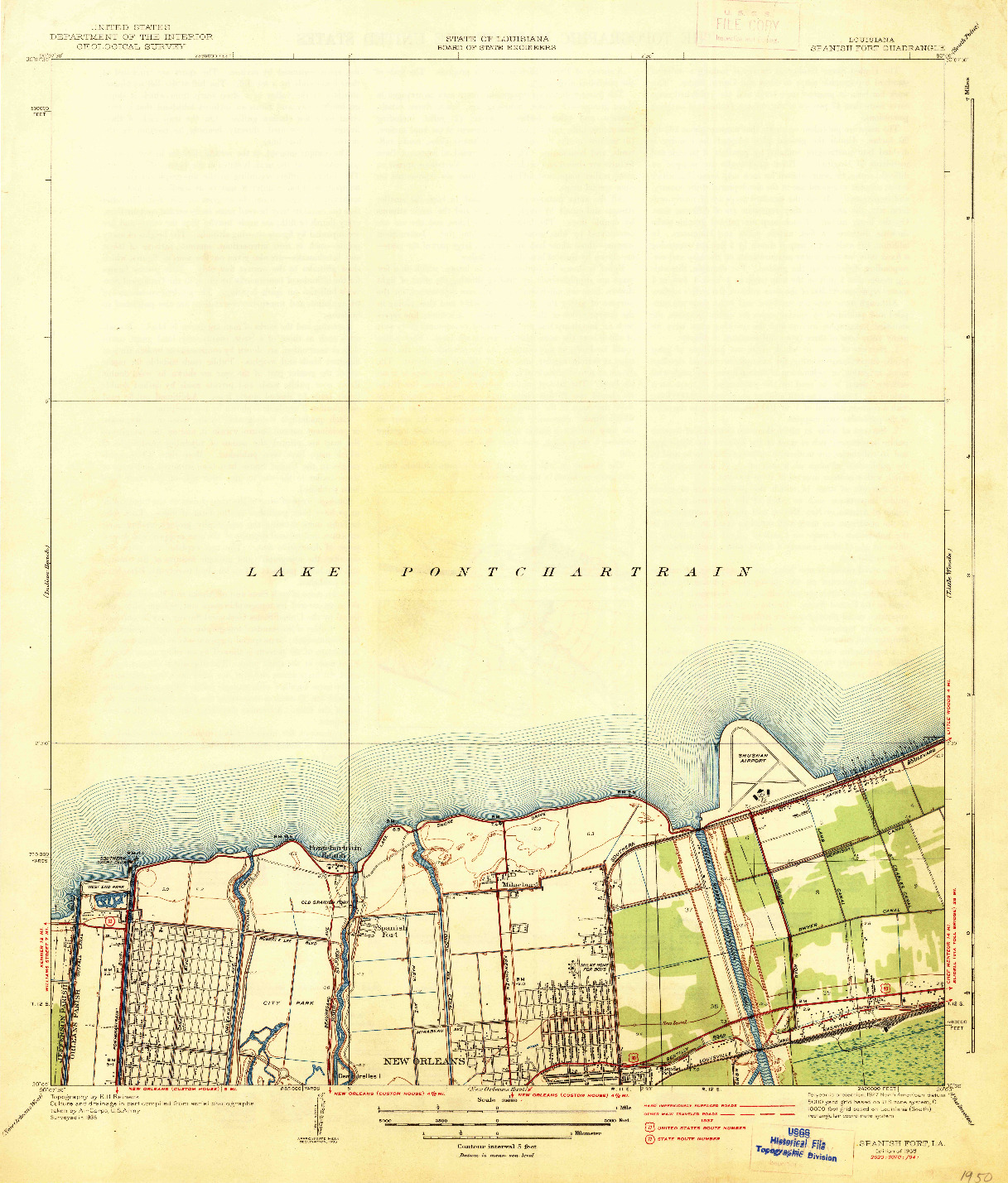 USGS 1:31680-SCALE QUADRANGLE FOR SPANISH FORT, LA 1938