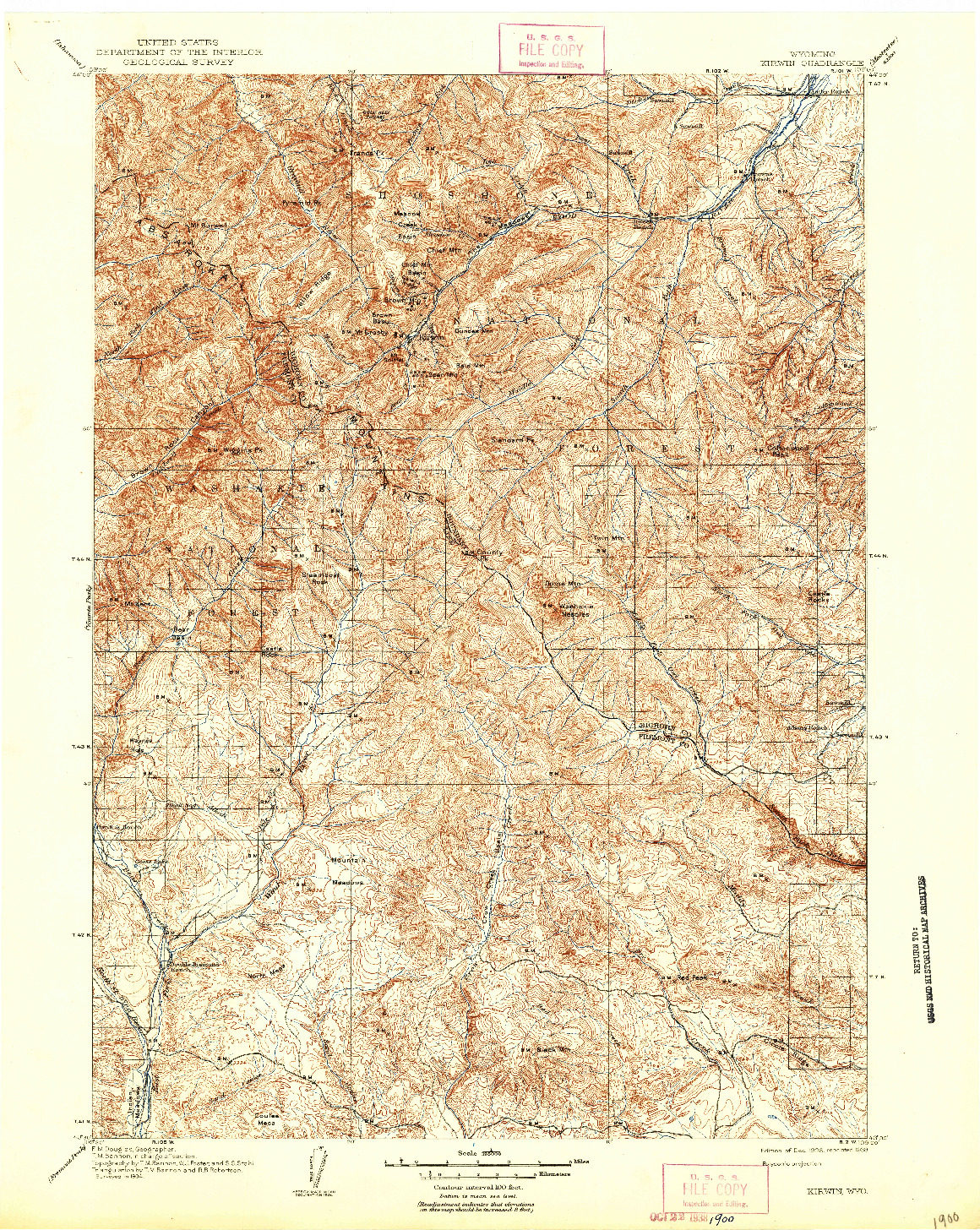 USGS 1:125000-SCALE QUADRANGLE FOR KIRWIN, WY 1906