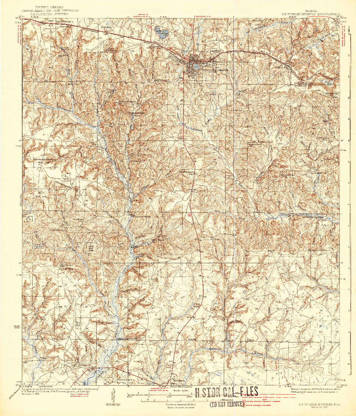 USGS 1:62500-SCALE QUADRANGLE FOR DE FUNIAK SPRINGS, FL 1938