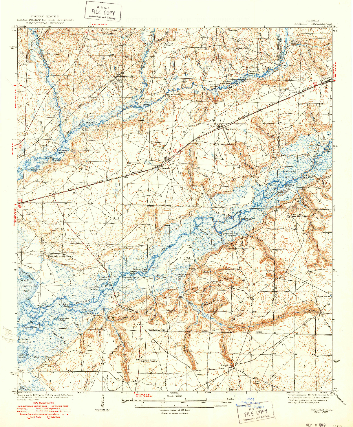 USGS 1:62500-SCALE QUADRANGLE FOR HAROLD, FL 1938