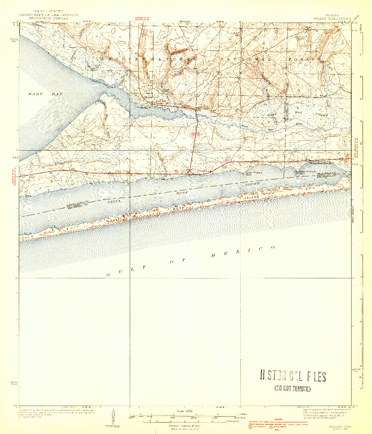 USGS 1:62500-SCALE QUADRANGLE FOR HOLLEY, FL 1938
