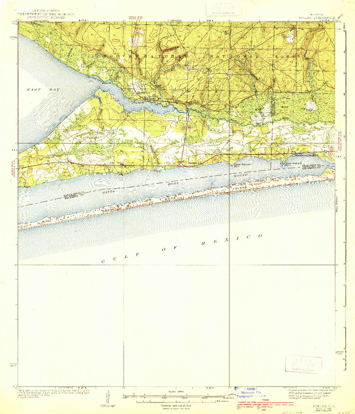 USGS 1:62500-SCALE QUADRANGLE FOR HOLLEY, FL 1938