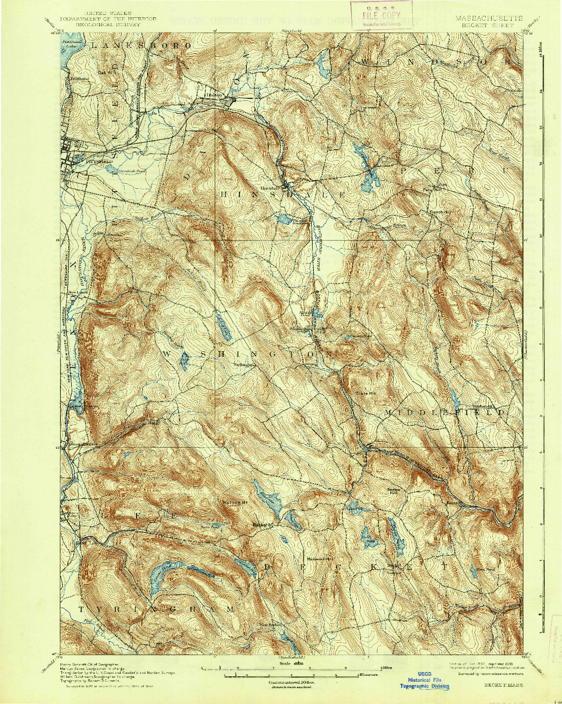 USGS 1:62500-SCALE QUADRANGLE FOR BECKET, MA 1897