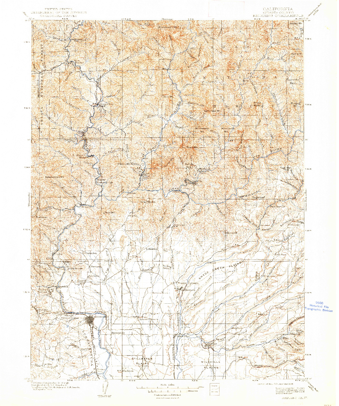 USGS 1:125000-SCALE QUADRANGLE FOR REDDING, CA 1901