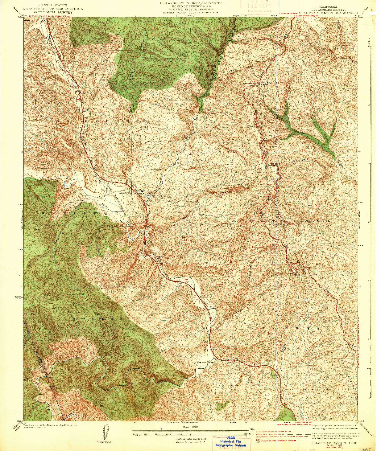 USGS 1:24000-SCALE QUADRANGLE FOR BEARTRAP CANYON, CA 1938