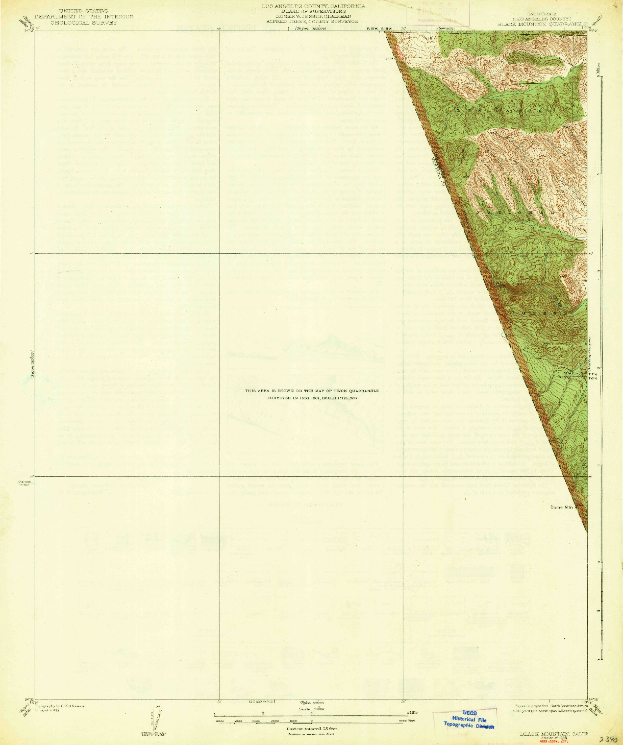 USGS 1:24000-SCALE QUADRANGLE FOR BLACK MOUNTAIN, CA 1938