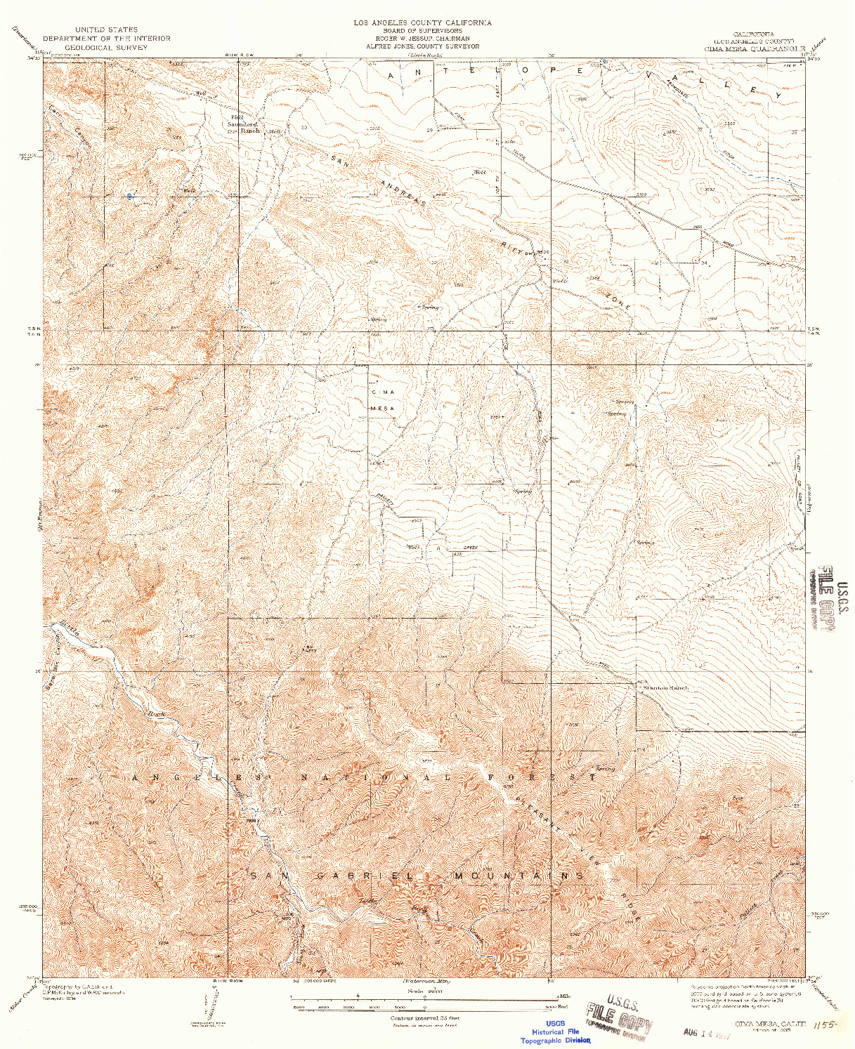 USGS 1:24000-SCALE QUADRANGLE FOR CIMA MESA, CA 1938