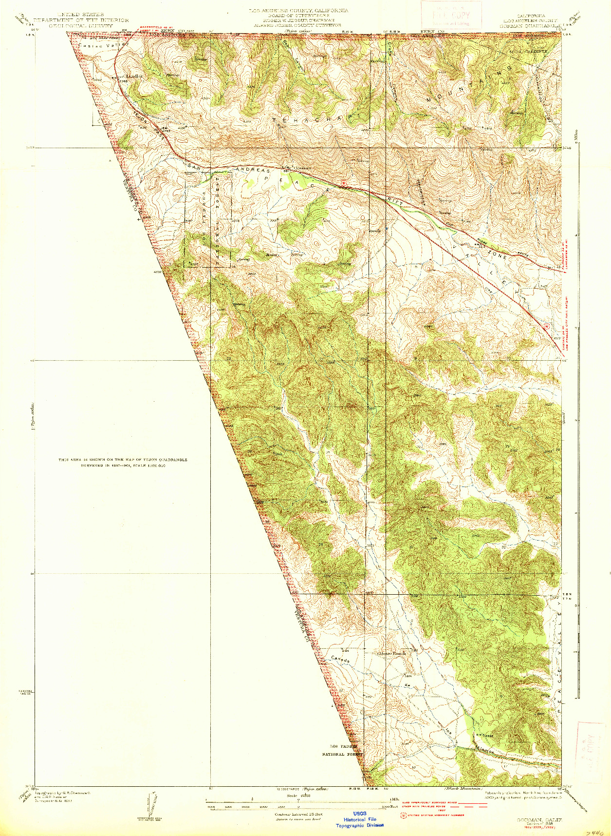 USGS 1:24000-SCALE QUADRANGLE FOR GORMAN, CA 1938