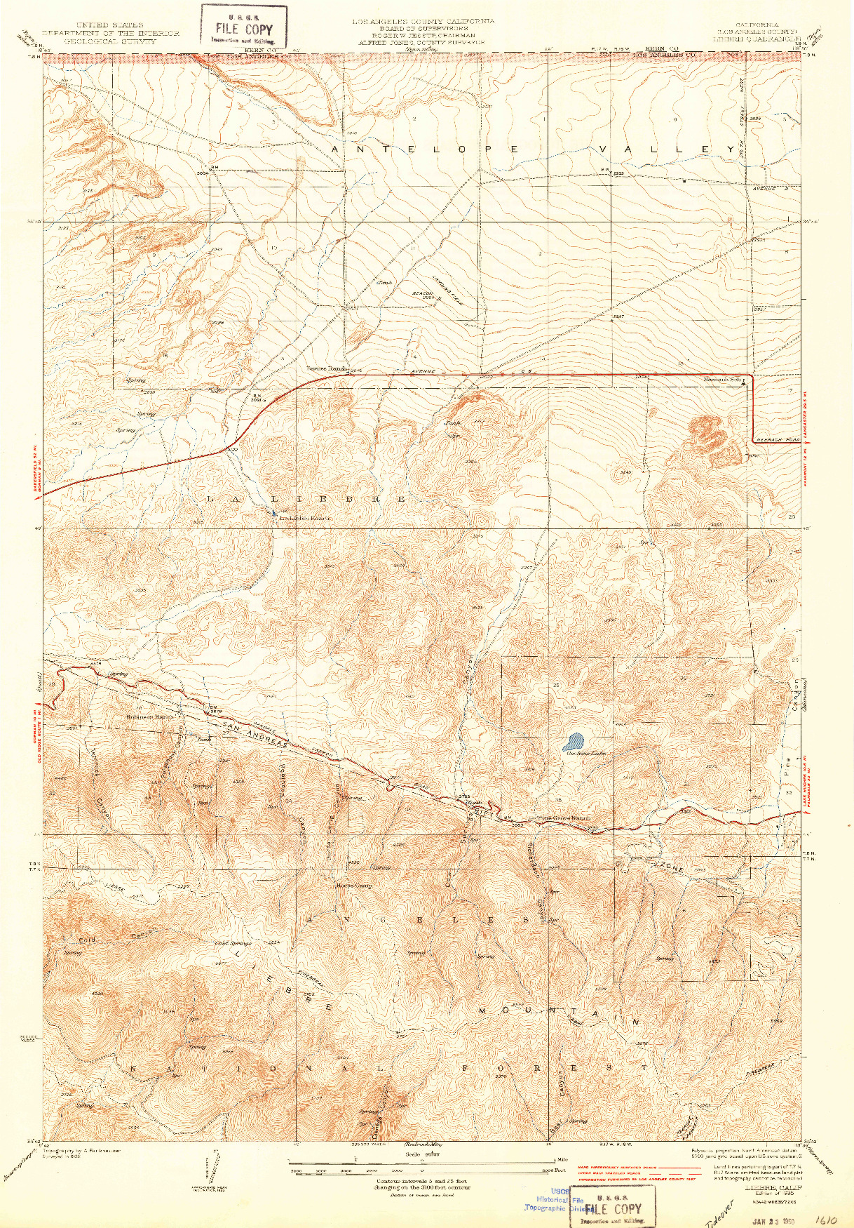 USGS 1:24000-SCALE QUADRANGLE FOR LIEBRE, CA 1938