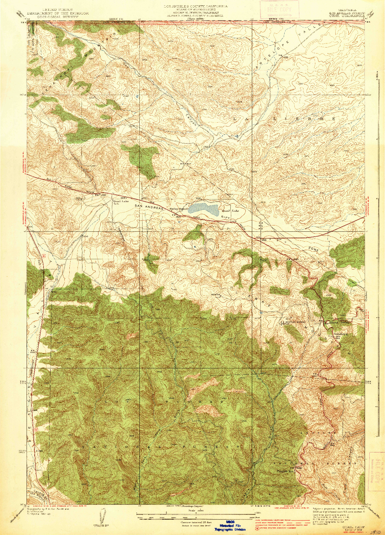 USGS 1:24000-SCALE QUADRANGLE FOR QUAIL, CA 1938