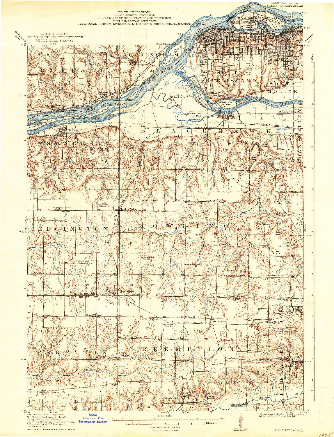 USGS 1:62500-SCALE QUADRANGLE FOR MILAN, IL 1912