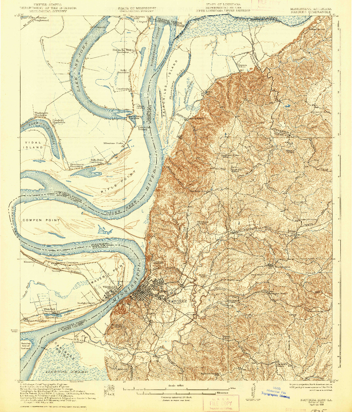 USGS 1:62500-SCALE QUADRANGLE FOR NATCHEZ, MS 1922