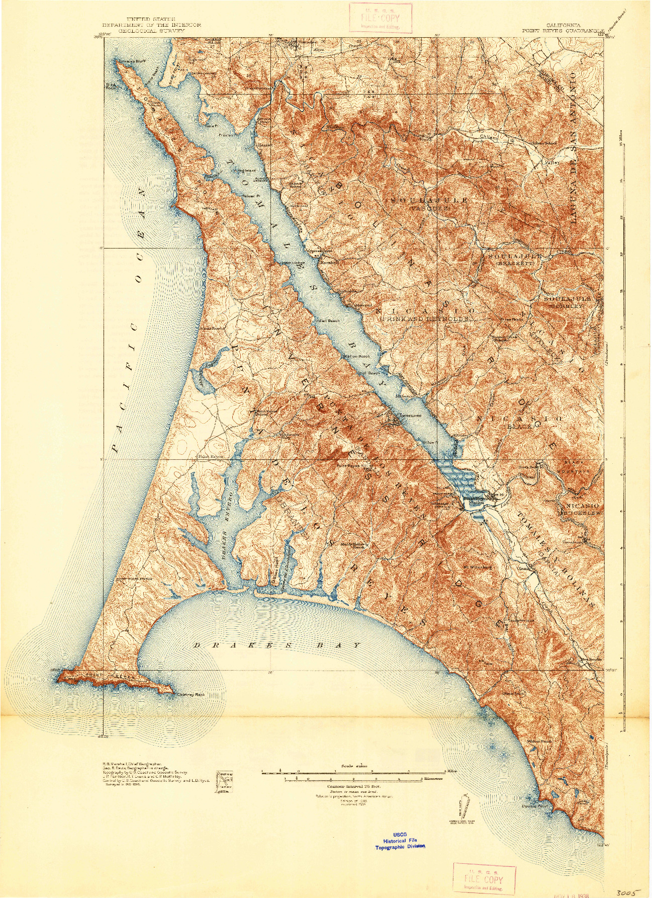 USGS 1:62500-SCALE QUADRANGLE FOR POINT REYES, CA 1918