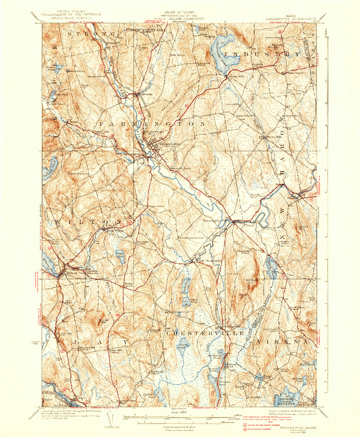 USGS 1:62500-SCALE QUADRANGLE FOR FARMINGTON, ME 1924