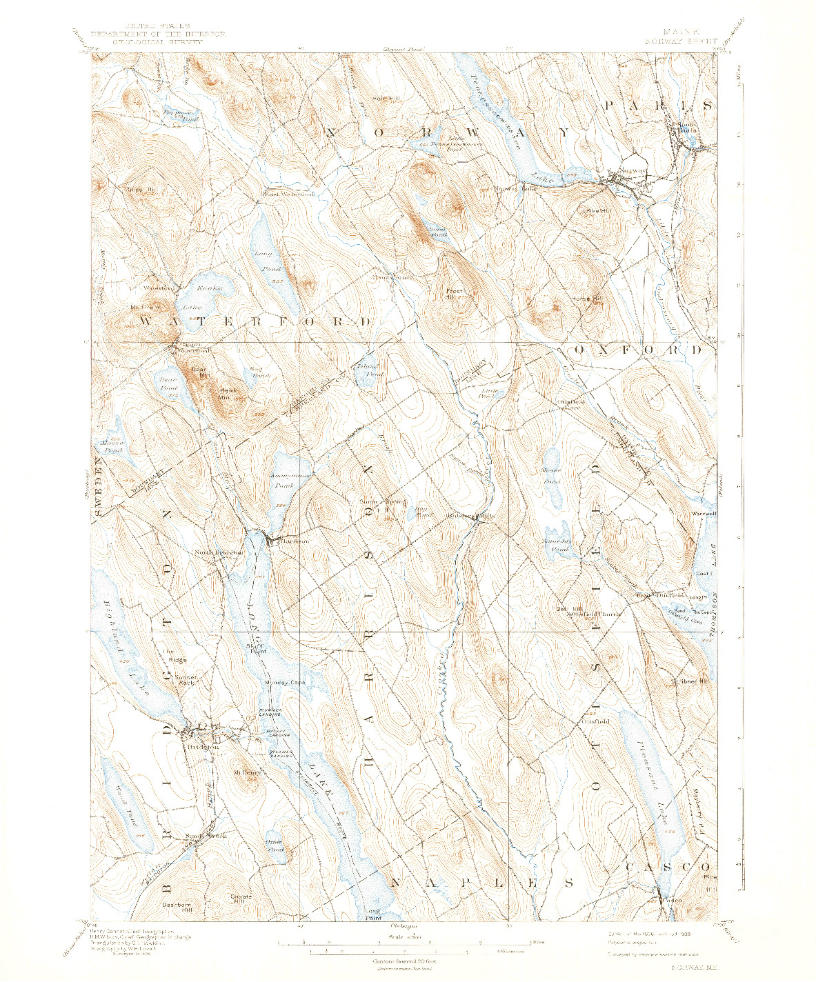 USGS 1:62500-SCALE QUADRANGLE FOR NORWAY, ME 1896