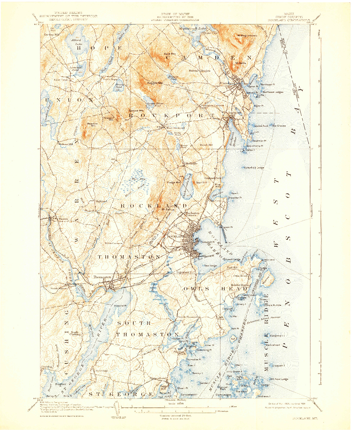 USGS 1:62500-SCALE QUADRANGLE FOR ROCKLAND, ME 1906