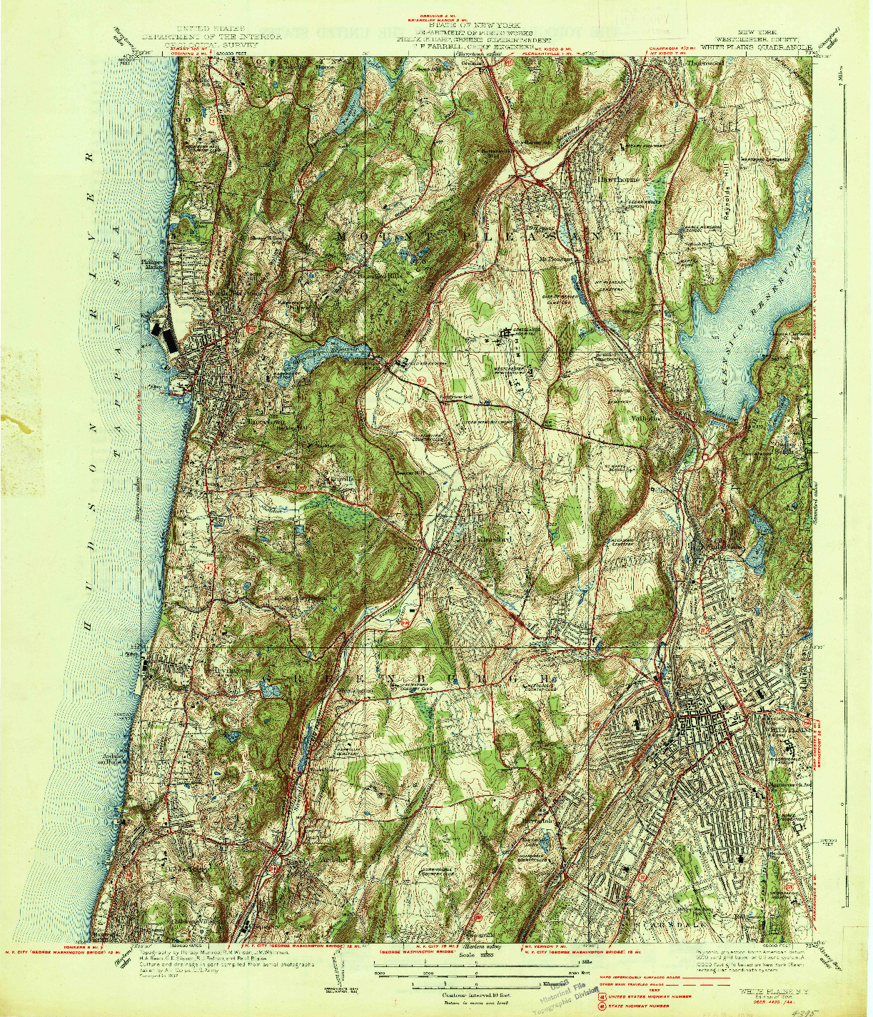 USGS 1:31680-SCALE QUADRANGLE FOR WHITE PLAINS, NY 1938