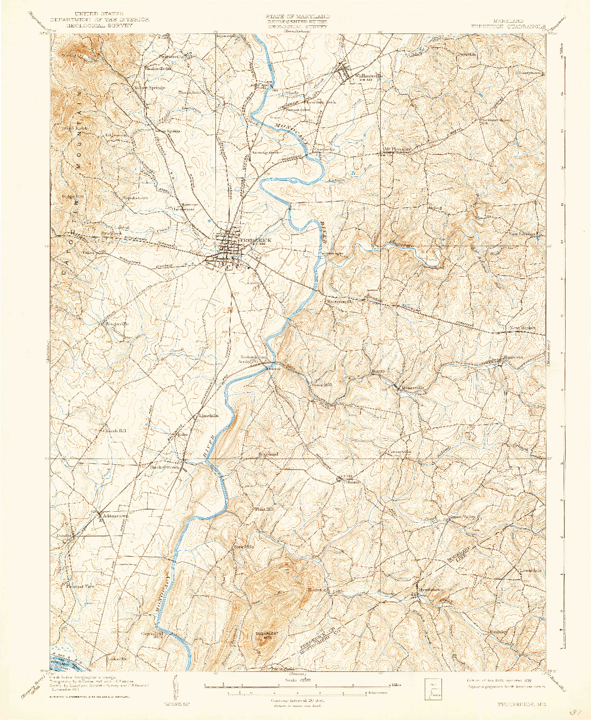 USGS 1:62500-SCALE QUADRANGLE FOR FREDERICK, MD 1909