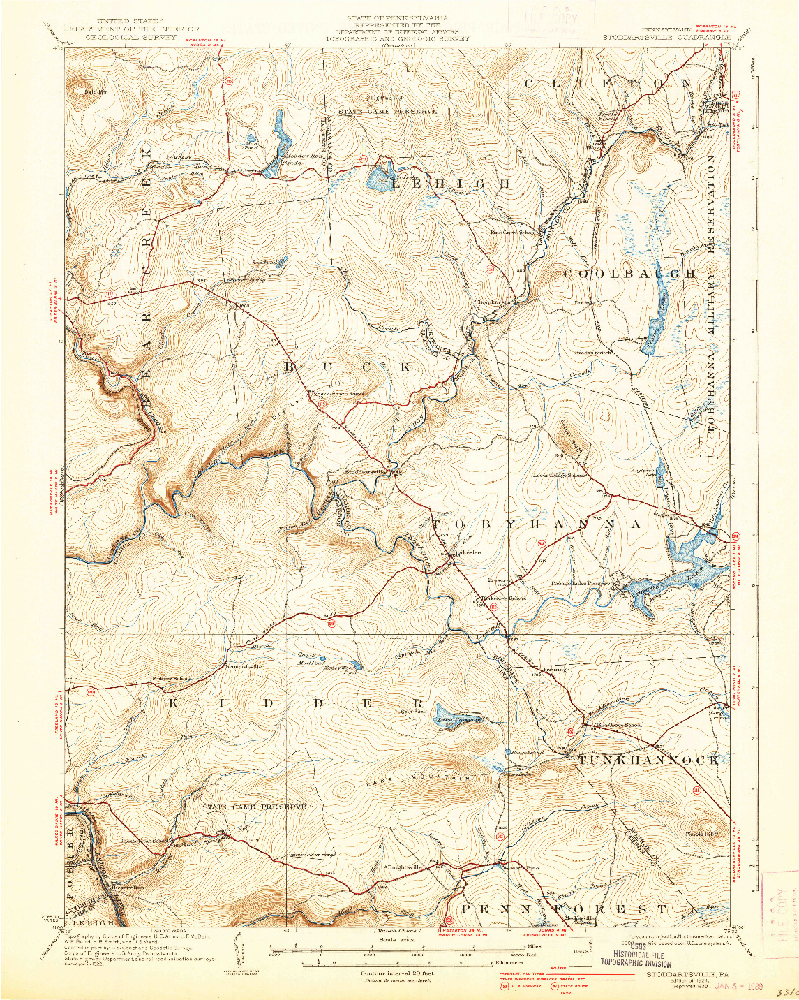 USGS 1:62500-SCALE QUADRANGLE FOR STODDARTSVILLE, PA 1924