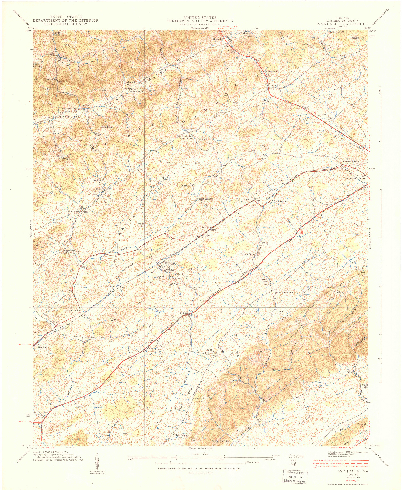 USGS 1:24000-SCALE QUADRANGLE FOR WYNDALE, VA 1938