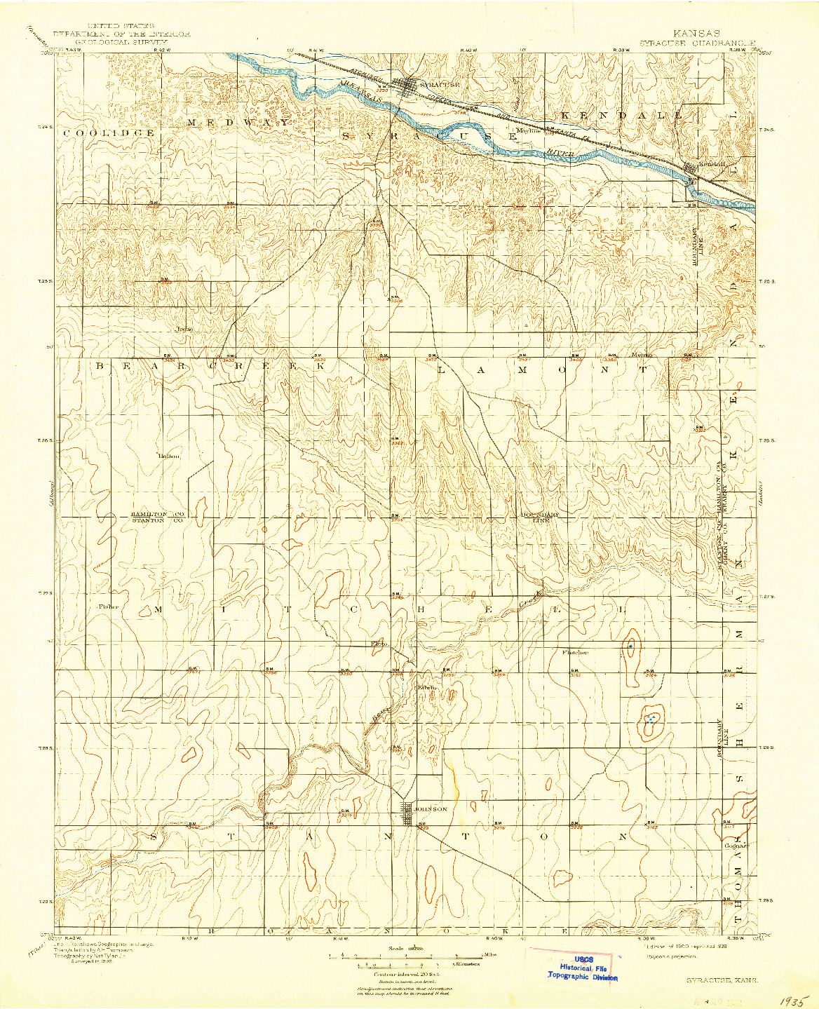 USGS 1:125000-SCALE QUADRANGLE FOR SYRACUSE, KS 1900