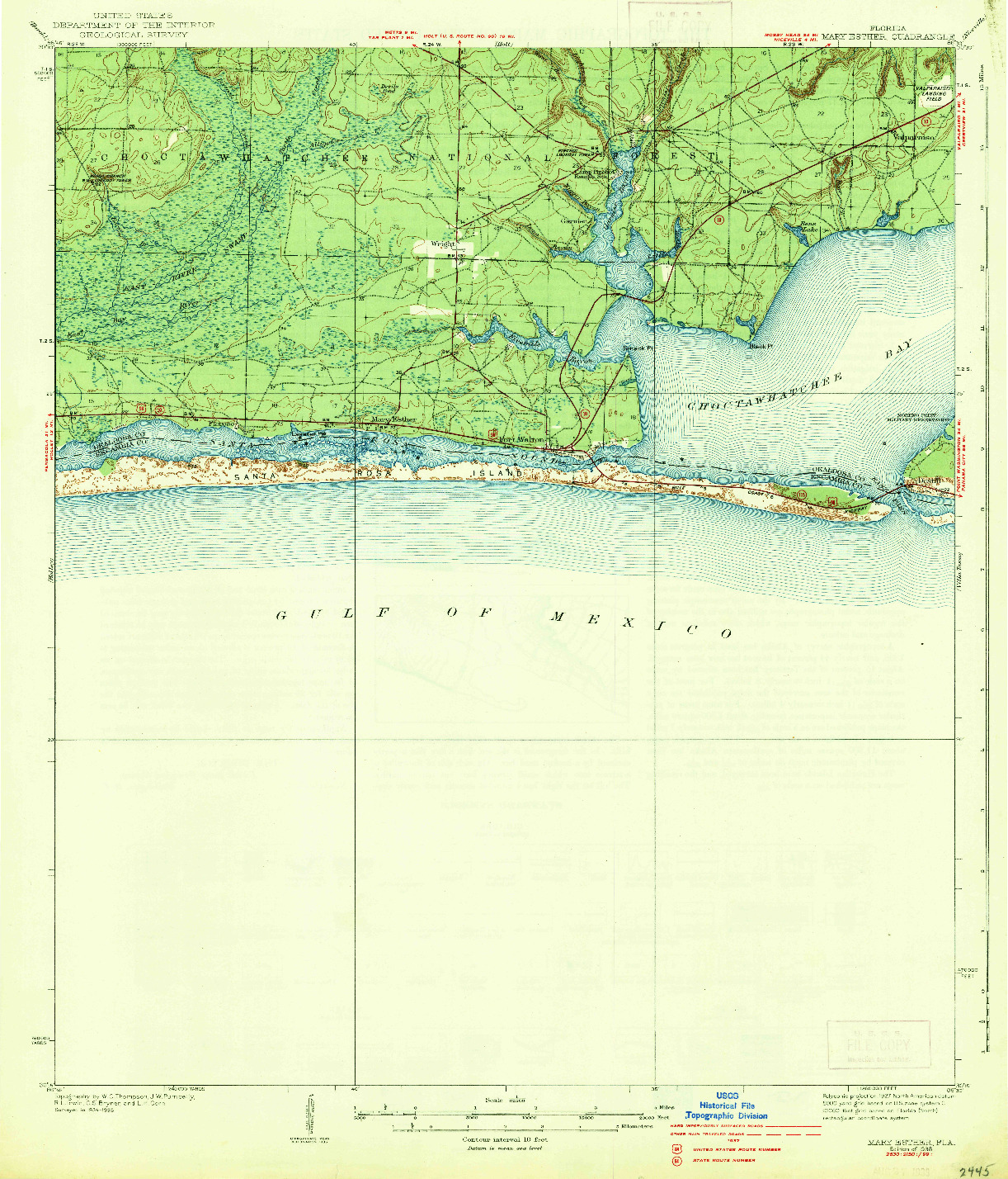 USGS 1:62500-SCALE QUADRANGLE FOR MARY ESTHER, FL 1938