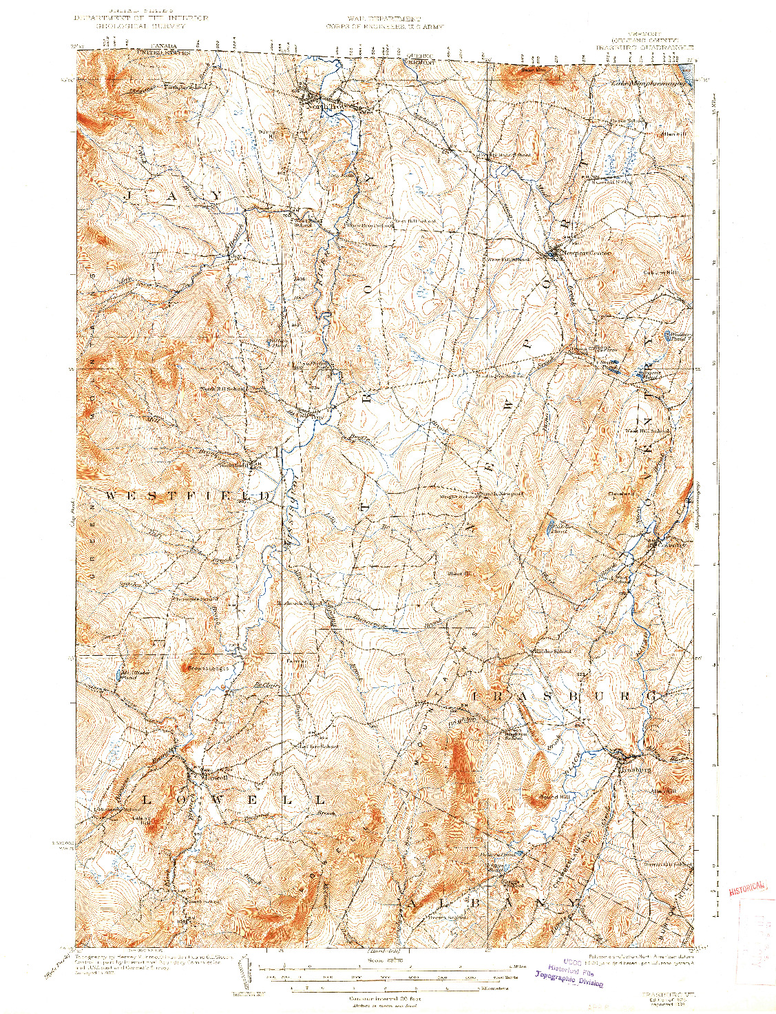 USGS 1:62500-SCALE QUADRANGLE FOR IRASBURG, VT 1925