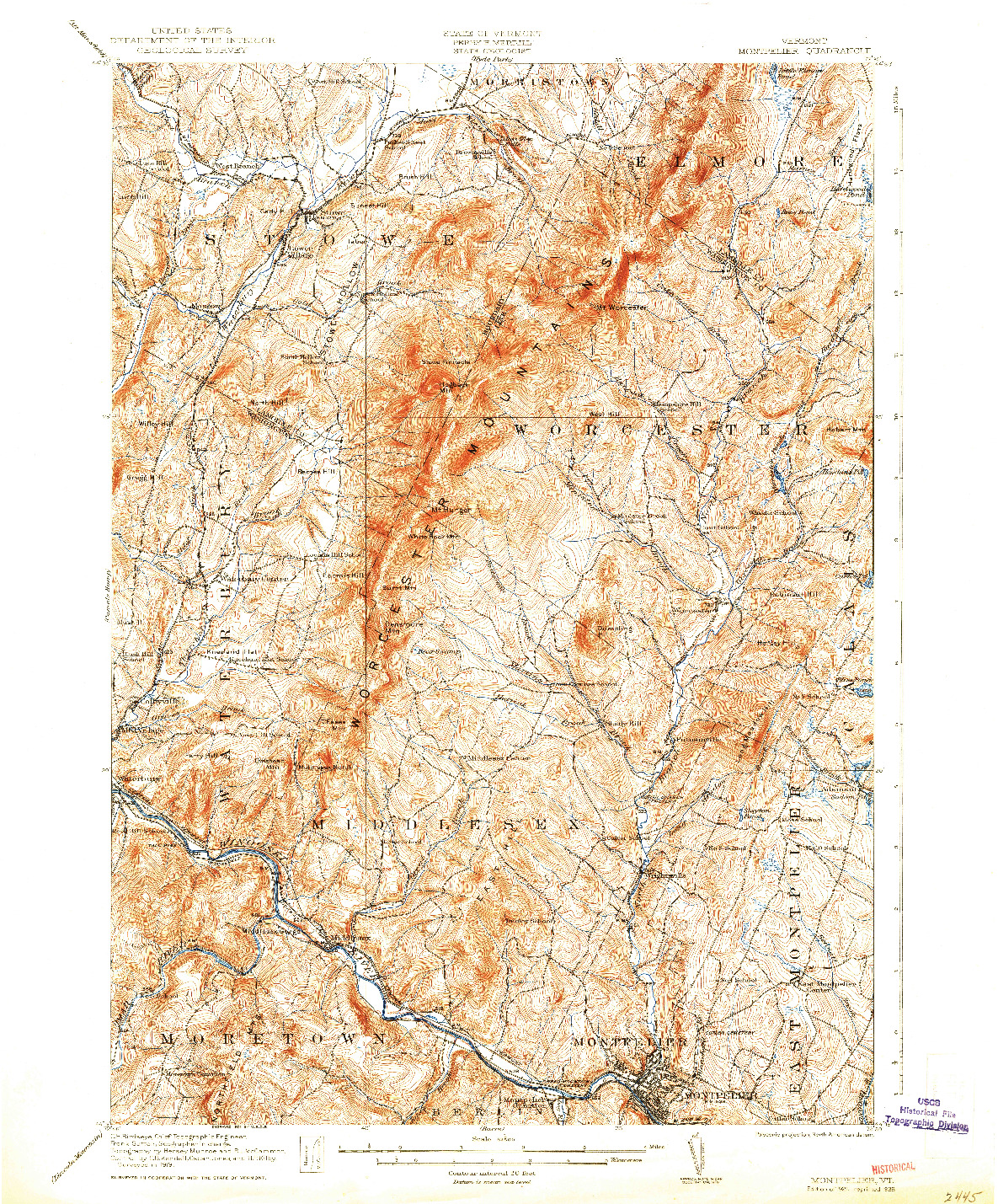 USGS 1:62500-SCALE QUADRANGLE FOR MONTPELIER, VT 1921