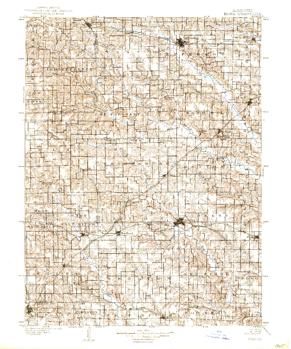 USGS 1:125000-SCALE QUADRANGLE FOR EDINA, MO 1903