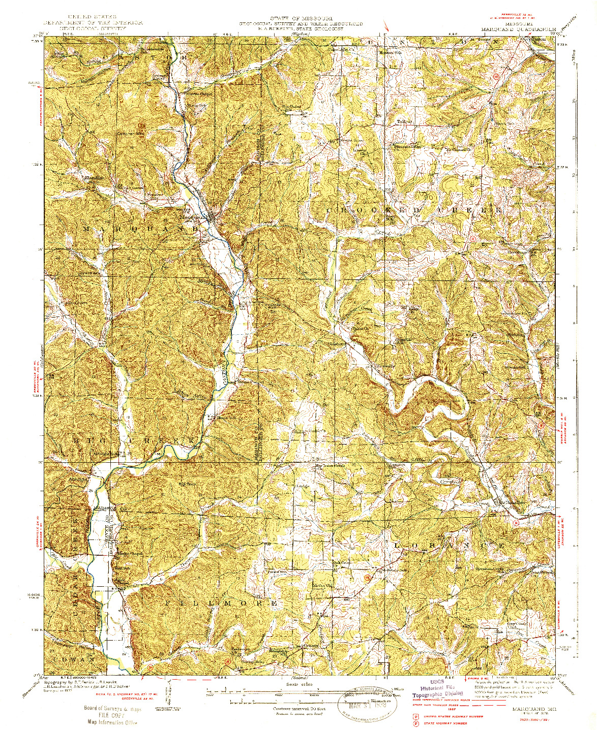 USGS 1:62500-SCALE QUADRANGLE FOR MARQUAND, MO 1938