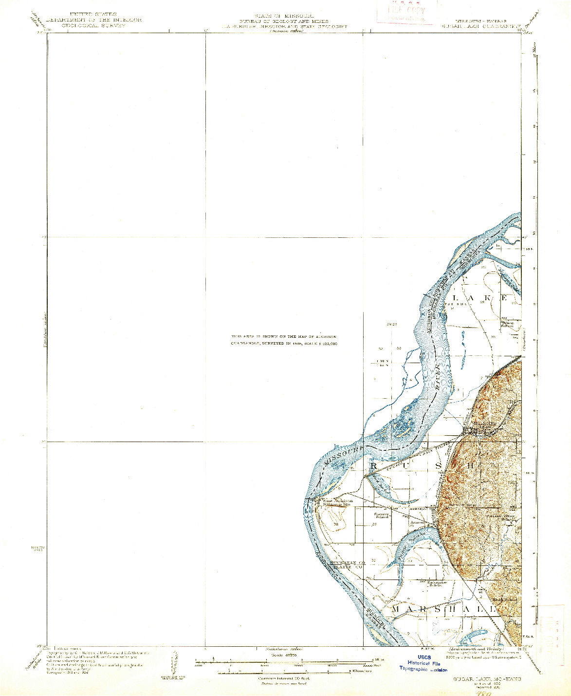 USGS 1:62500-SCALE QUADRANGLE FOR SUGAR LAKE, MO 1926