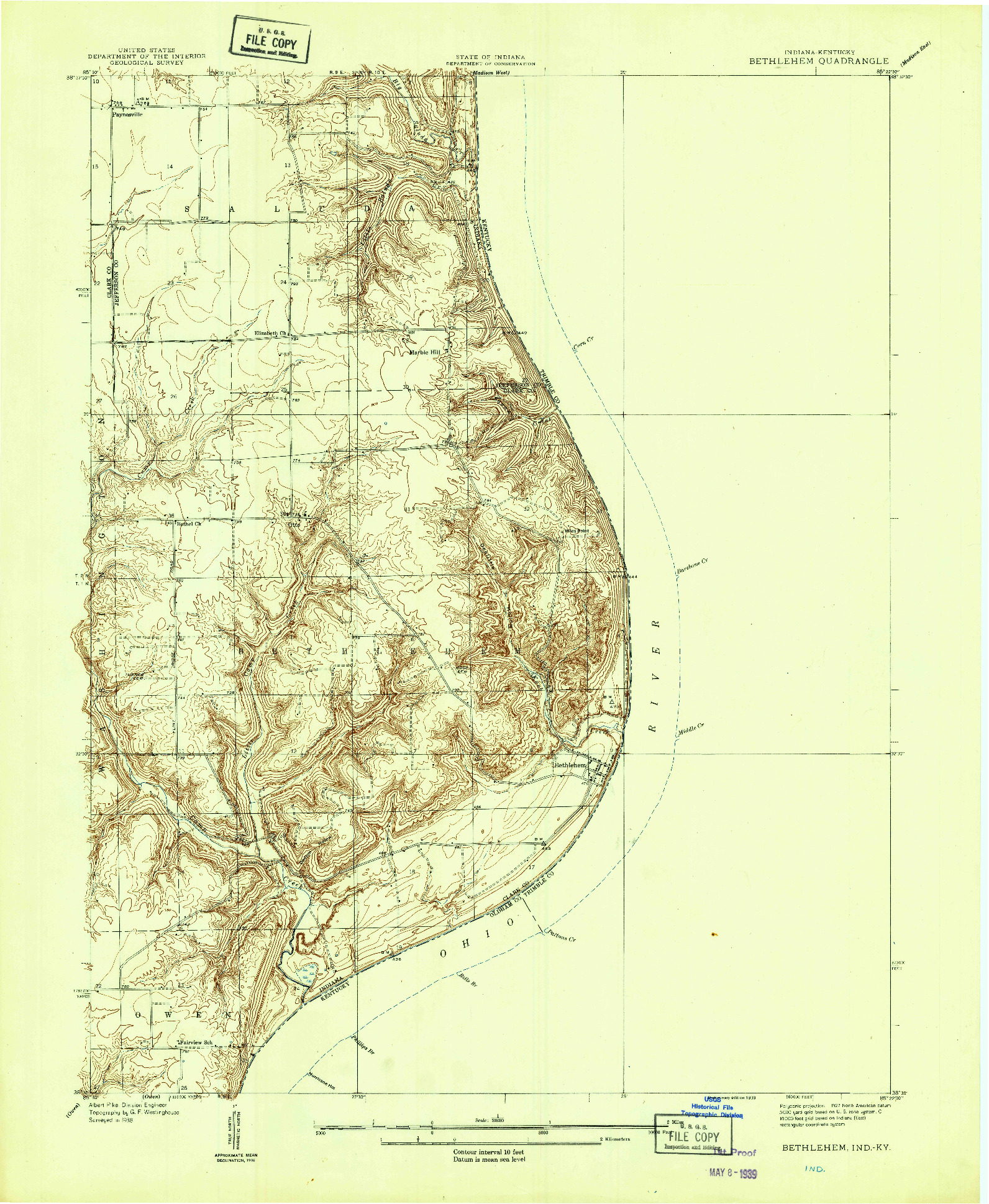 USGS 1:24000-SCALE QUADRANGLE FOR BETHLEHEM, IN 1939